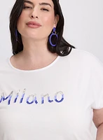 T-shirt à texte en mélange de coton