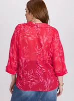 Blouse motif feuilles en chiffon