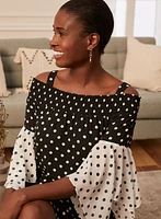 Polka Dot Off-The-Shoulder Dress