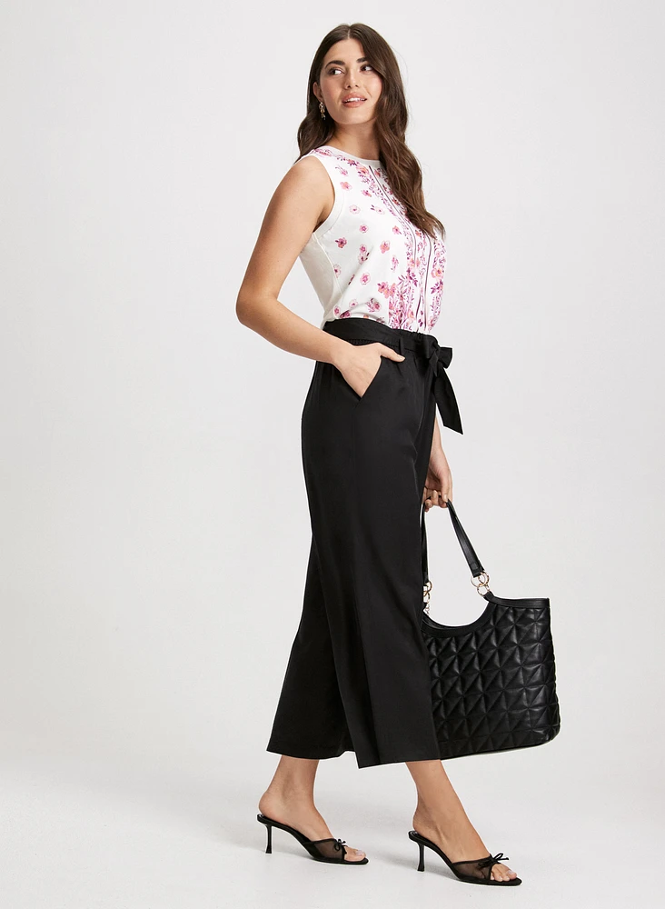 Floral Sleeveless Top & Belted Pants