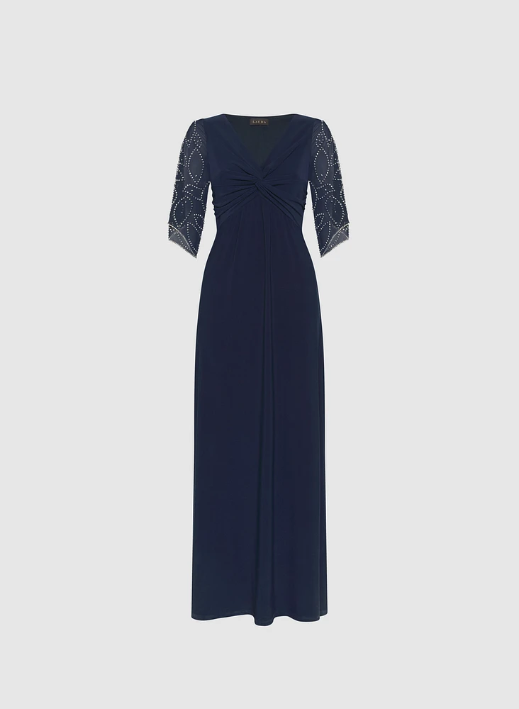 Beaded Flare Sleeve Dress
