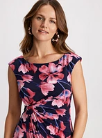 Robe florale à taille froncée