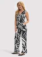 Geometric Print Cross-Neck Jumpsuit