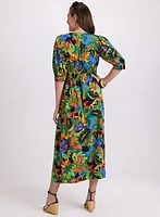 Tropical Balloon Sleeve Dress