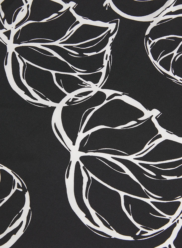Robe maxi à motif de feuilles