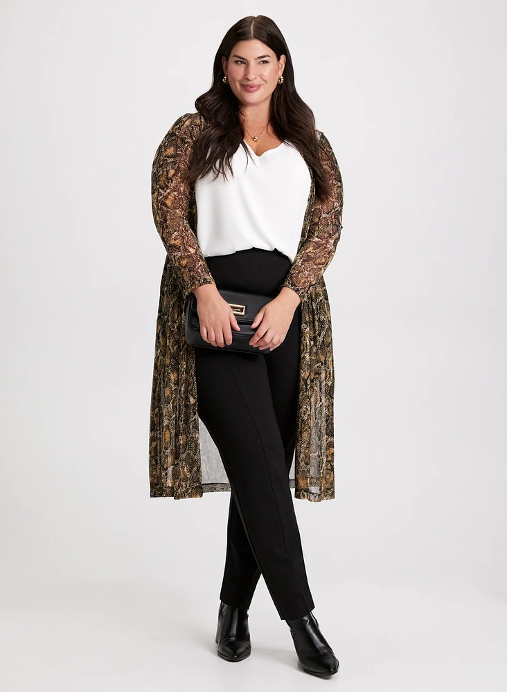 Snake Print Cardigan & Slim-Leg Pants