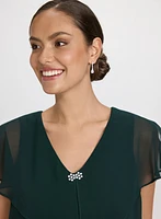 Tiered Brooch Embellished Dress
