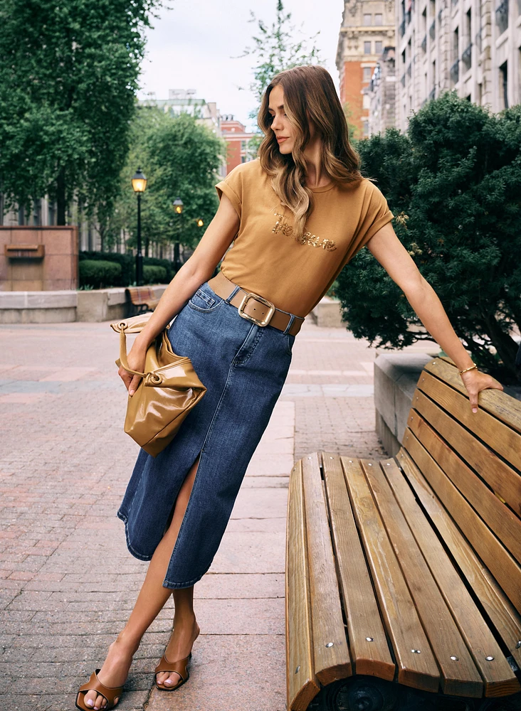 Denim Midi Skirt