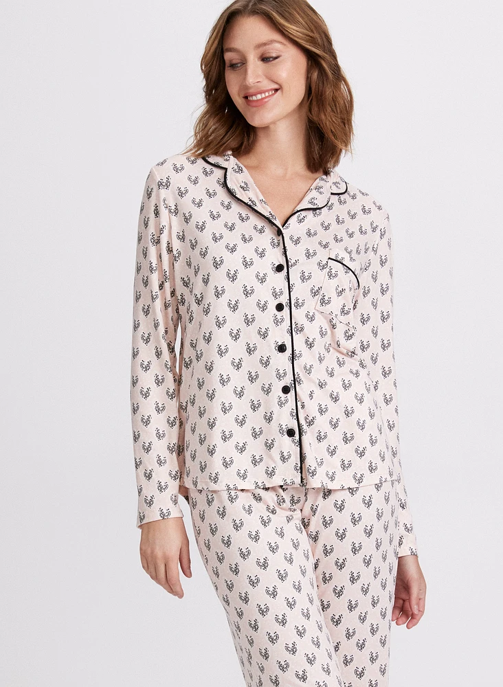 Ensemble pyjama à motif léopard en coeur