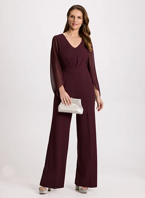 Long Sleeve Crepe Jumpsuit