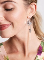 Boucles d'oreilles pendantes à fleur métallique