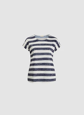 Cap Sleeve Striped T-Shirt