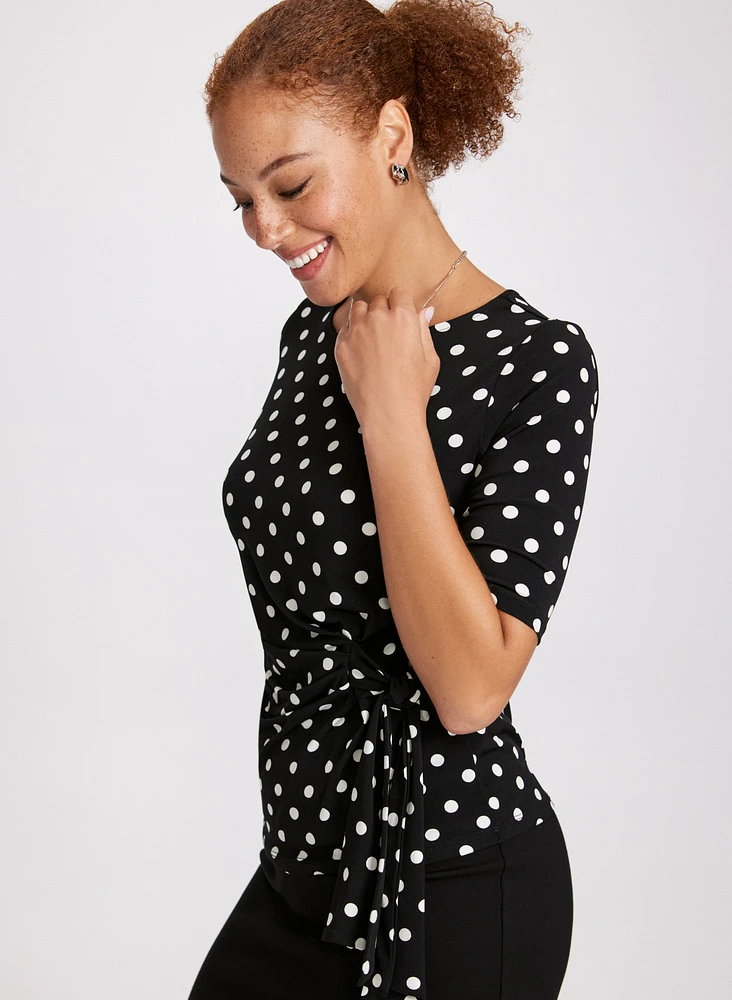 Side-Tie Polka Dot Top