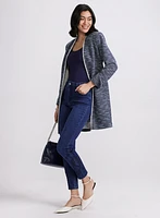 Trim Bouclé Jacket & Wide-Leg Capri Jeans