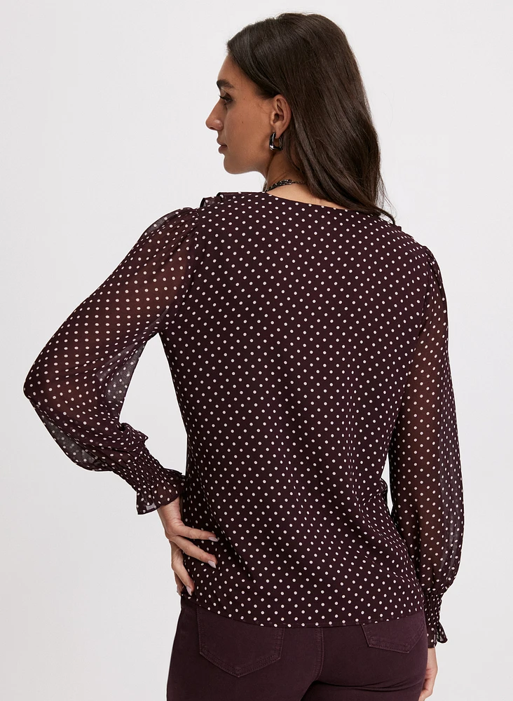 Blouse volantée à pois