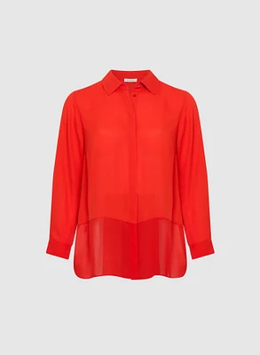 Blouse en crêpe à manches roulées