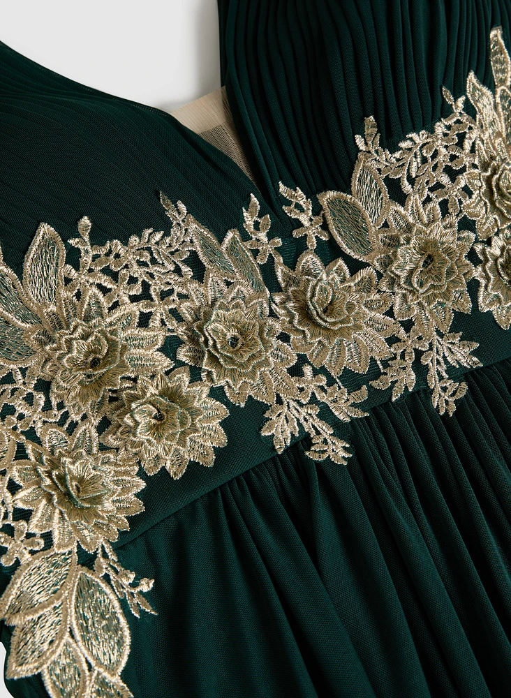 Robe maxi à appliqué de broderies