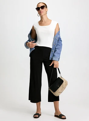 Denim Jacket & Wide Leg Pull-On Capris