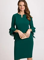 Split Neck Ruffle Cuff Dress