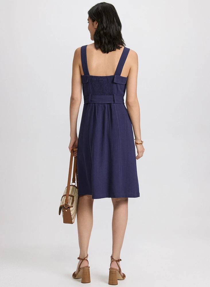 Robe boutonnée en mélange de lin