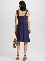 Robe boutonnée en mélange de lin