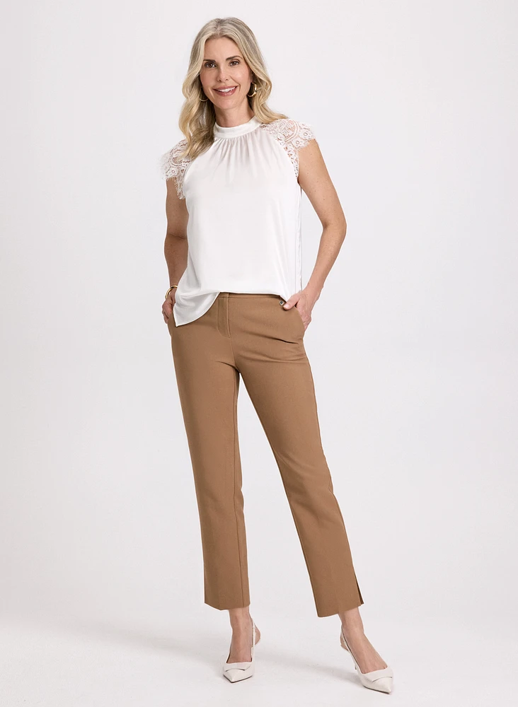 Cap Sleeve Blouse & Slit Hem Pants