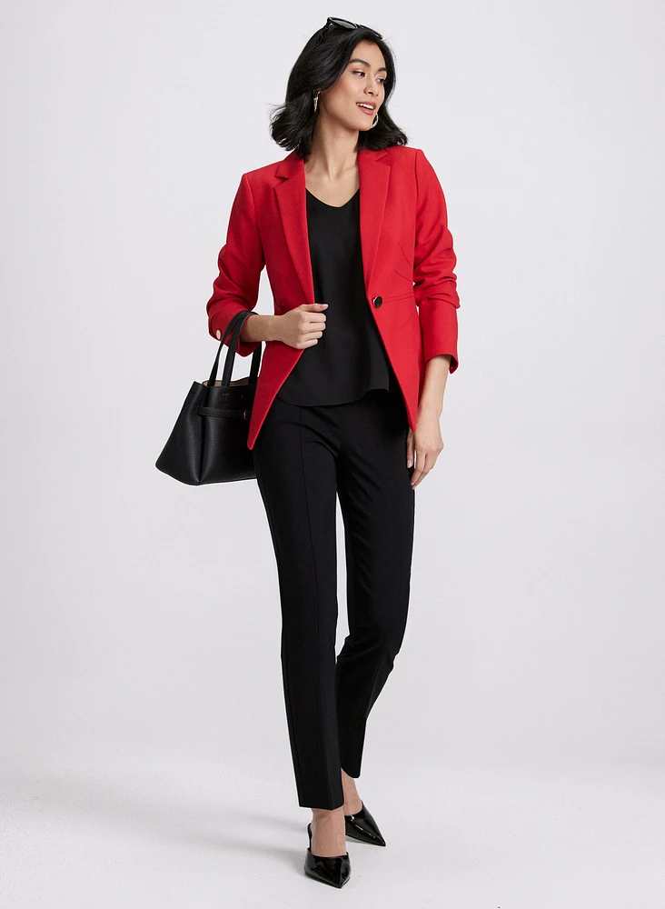 Single-Button Blazer & Sofia Slim-Leg Pants - Short