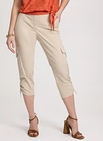 Cropped Drawstring Hem Cargo Pants