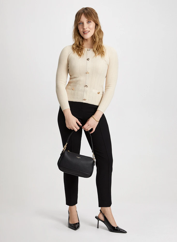 Pointelle Stitch Sweater & Slim Leg Pants