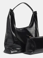 Vegan Leather Handbag & Pouch Set