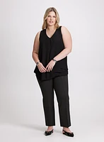 Sleeveless Layered Blouse & Straight Leg Pants