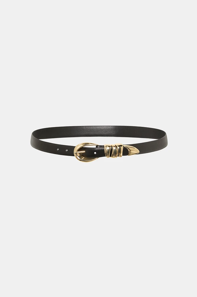 Curved Hardware Vegan Leather Belt