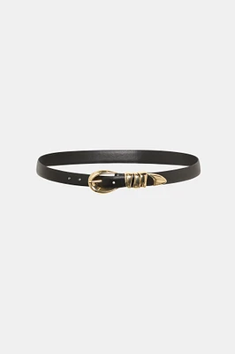 Ceinture en cuir végane à boucle métallique