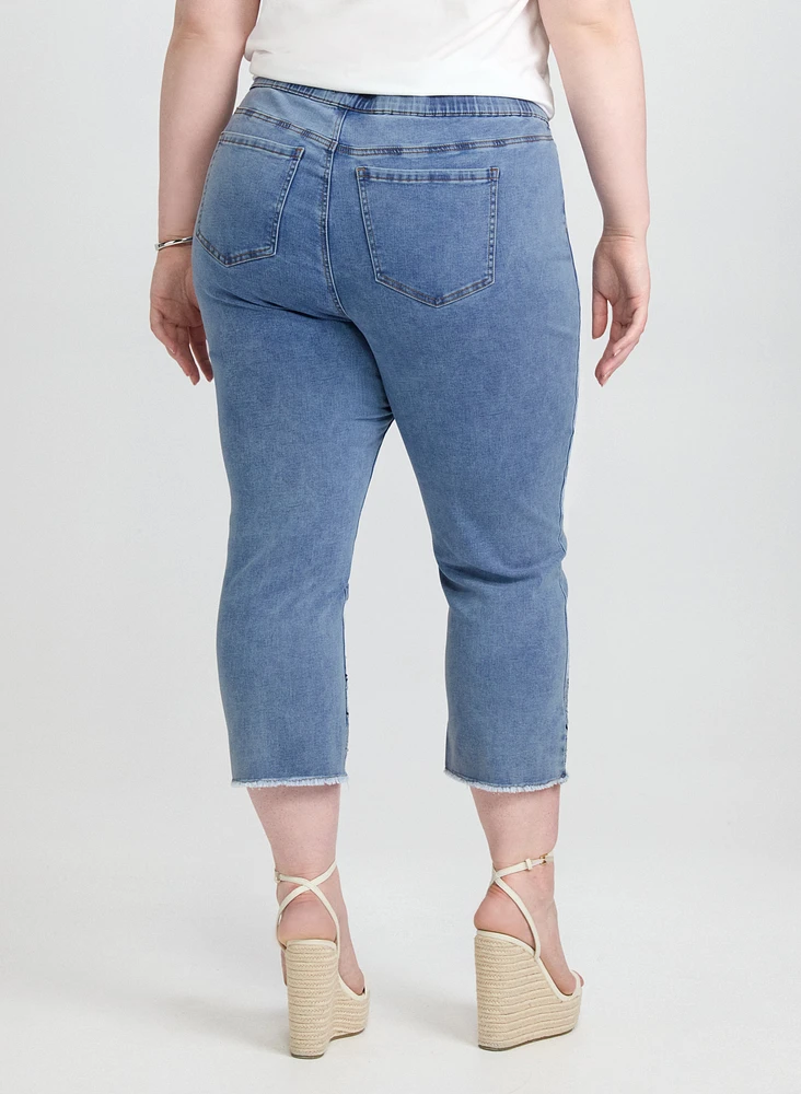 Embroidered Denim Capris