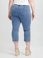 Embroidered Denim Capris