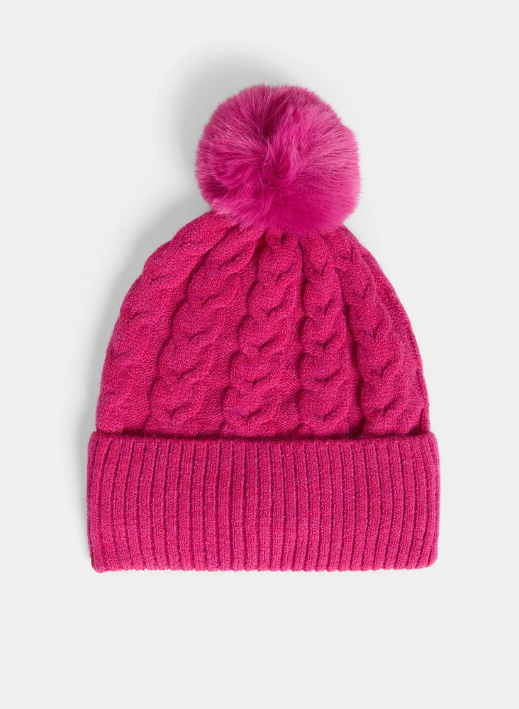 Detachable Pompom Knitted Hat