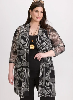 Veste en filet à motif géométrique