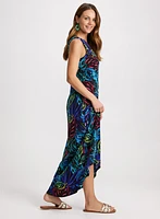 Robe maxi à motif tropical