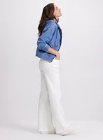 Tonal Embroidered Straight-Leg Jeans