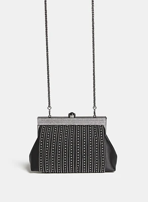 Satin Rhinestone Clutch