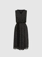 Self-Sash Polka Dot Dress