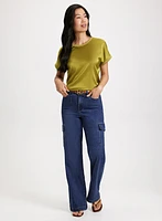 Satin Top & Cargo Jeans