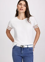 Eyelet Trim T-Shirt