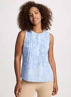 Blouse florale plissée sans manches