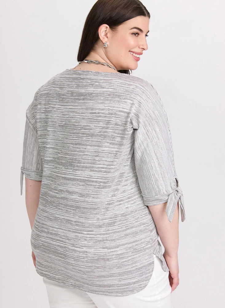 Striped Knot Sleeve T-Shirt