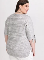 Striped Knot Sleeve T-Shirt
