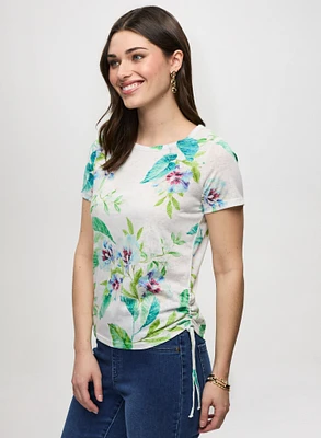 T-shirt fleuri avec dentelle au dos