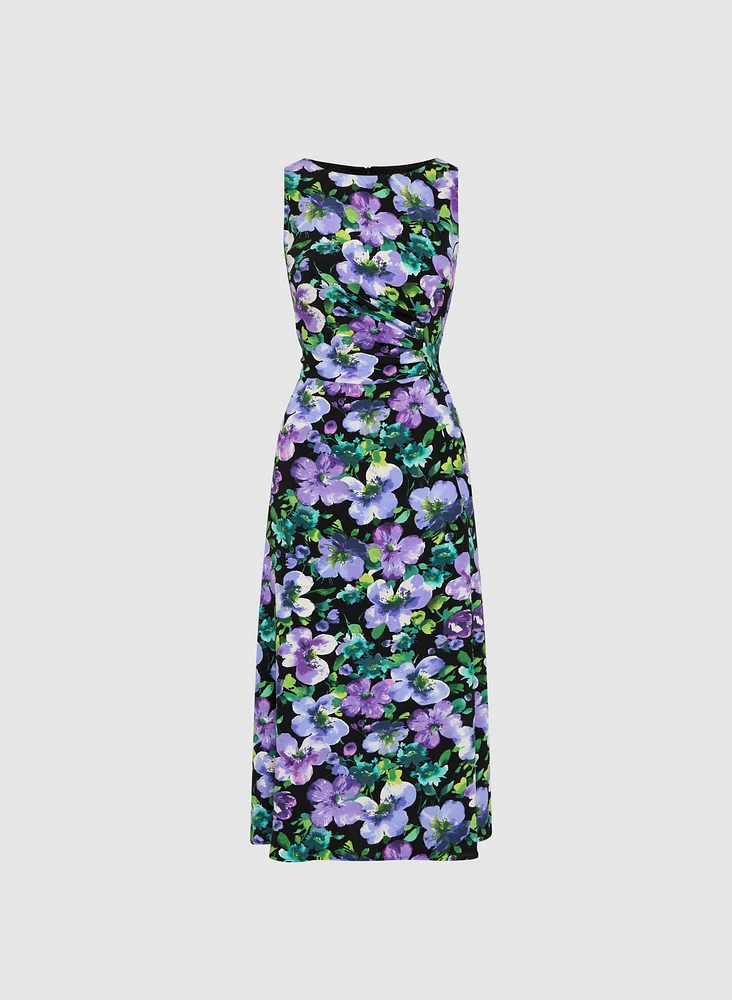 Robe midi florale froncée