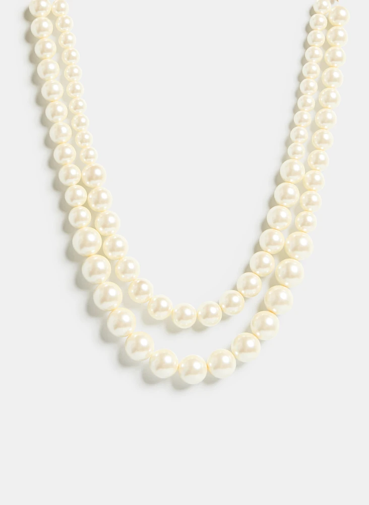 Double Pearl Necklace