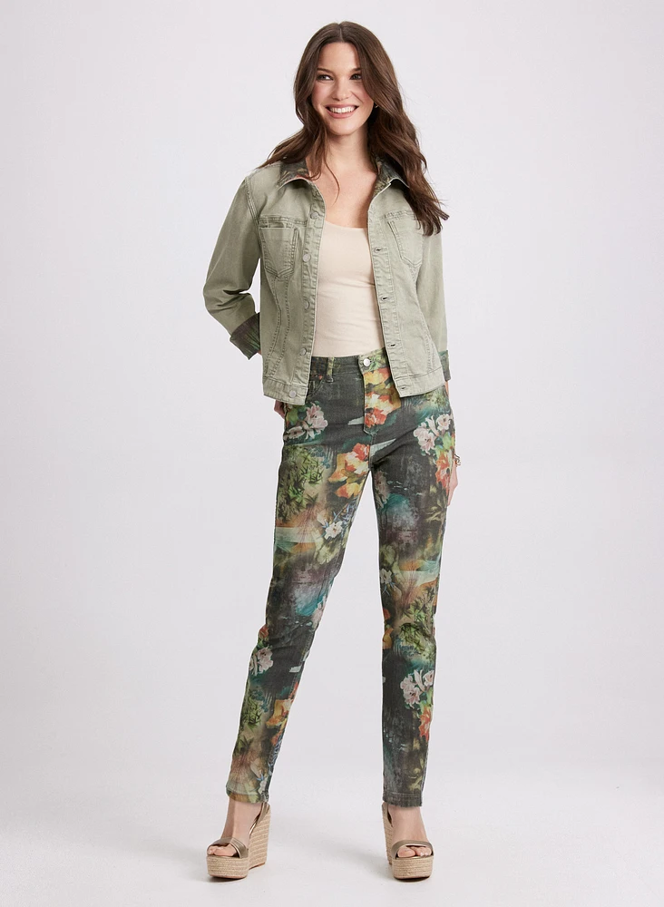 Floral Reversible Slim-Leg Jeans